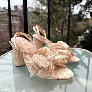 New Loeffler Randall Camellia Pleated Bow Heels Shoes Pearl Womens 7